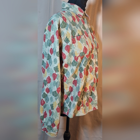 🍂WOOLRICH Multicolor Leaf Print Button Down Flannel Shirt - Picture 2 of 6